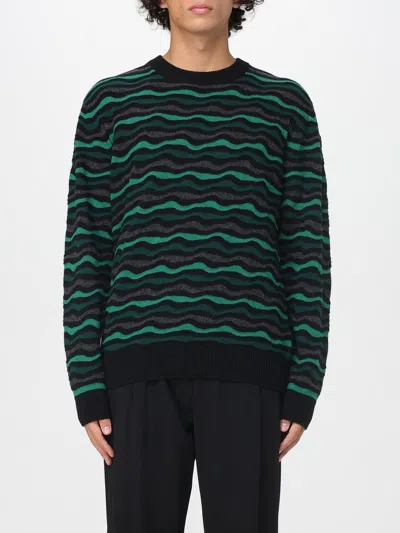 Missoni Crew Neck Sweater With Wave Pattern In Green