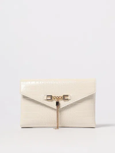 Elisabetta Franchi Croc-embossed Chain Clutch In White