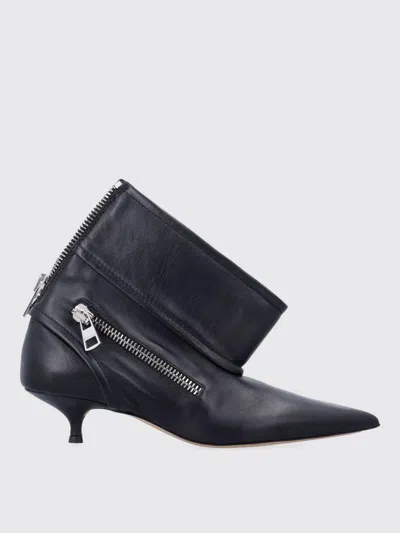 Jw Anderson J. W. Anderson Black Leather Biker Kitten Heel Ankle Boot In Black