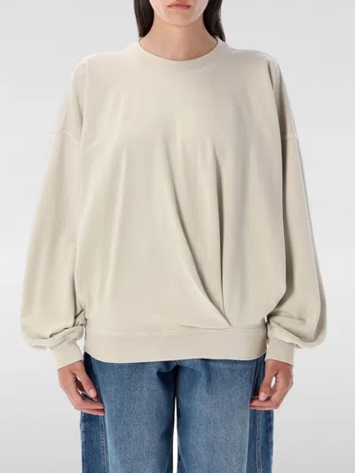 Isabel Marant Étoile Crew Neck Top Dropped Shoulders Long Sleeves In Neutral