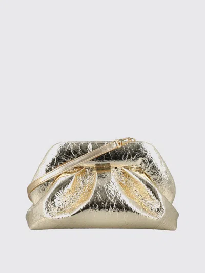 Themoirè Metallic Folded Clutch Detachable Strap In Gold