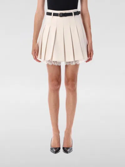 Self-portrait Twill Pleated Mini Skirt In White