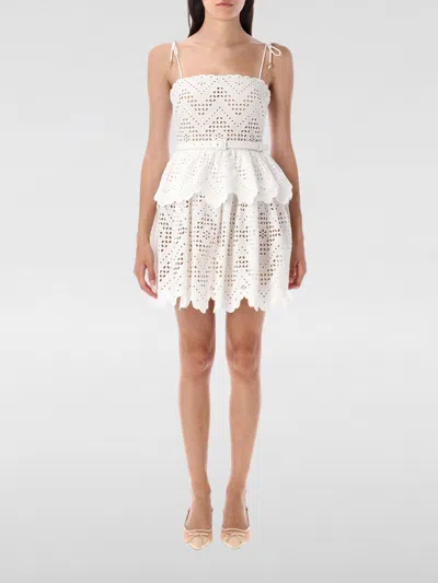 Self-portrait Cotton Broderie Mini Dress In White