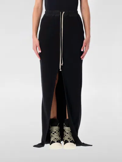 Rick Owens Drkshdw Drawstring Waist Skirt With Slit And Pockets In Black