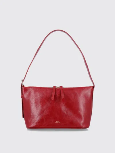 Apc A.p.c. Zippered Shoulder Bag With Top Handle In Red