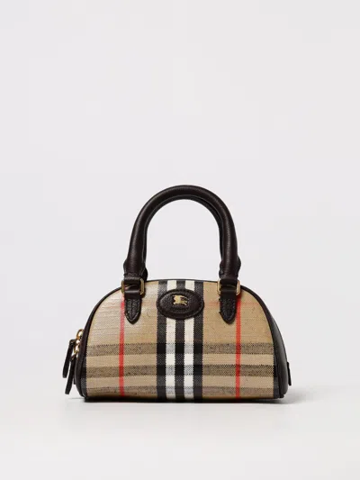 Burberry Mini Highlands Bowling Handbag And Handles In Neutral