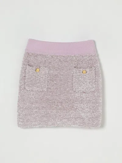Elisabetta Franchi La Mia Bambina Bouclé Skirt In Pink