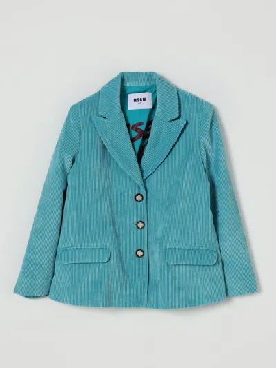 Msgm Corduroy Button-detail Blazer In Blue