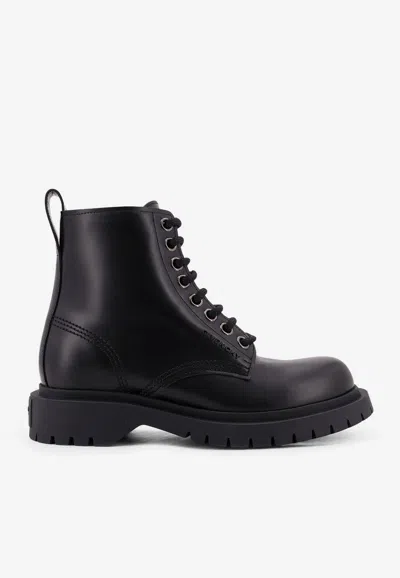 Givenchy Lace Up Boot Combat Boots In Black Leather In Black