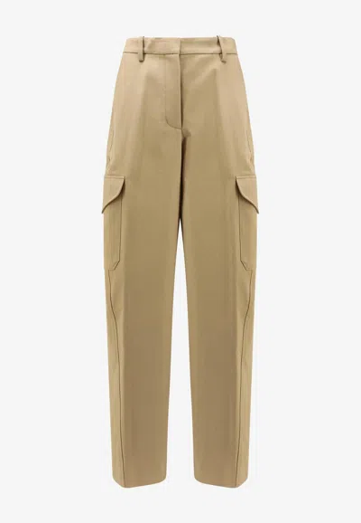 Givenchy Womens Beige Cocoon Straight-leg Cotton-wool Blend Trousers In Neutral