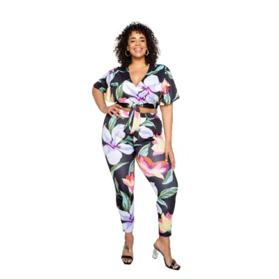 Truedames Flower Jogger & Top Set In Multi