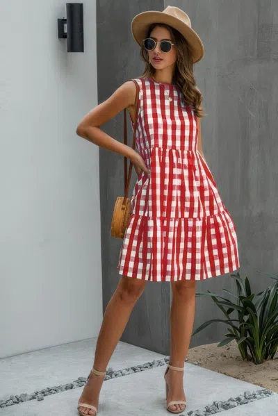 Truedames Plaid Sleeveless Robe Vests A Line Dress In Multi