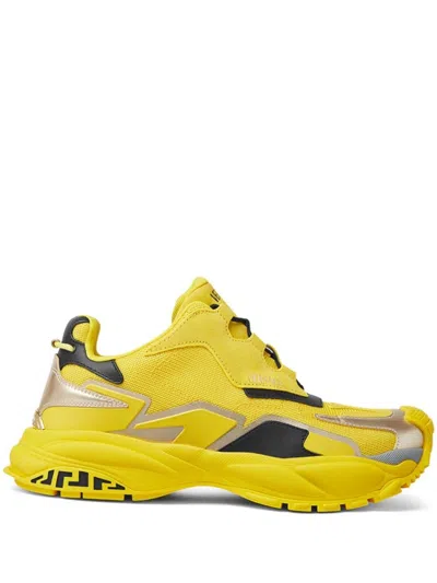 Versace Canary Yellow Sneakers With Drawstring Fastening In Yellow