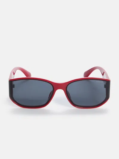 Guess Factory Narrow Square Wrap Sunglasses In Red