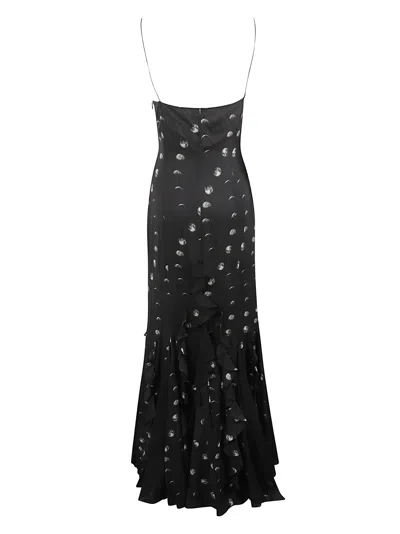 Off-white Moon-print Ruffled Maxi Dress In Black