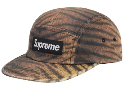 Pre-owned Supreme Washed Chino Twill Camp Cap (fw25) In Tiger In Orange