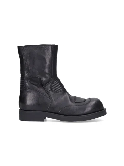 Mm6 Maison Margiela Leather Biker Boot In Black