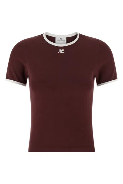 Courrèges T-shirts And Polos In Burgundy