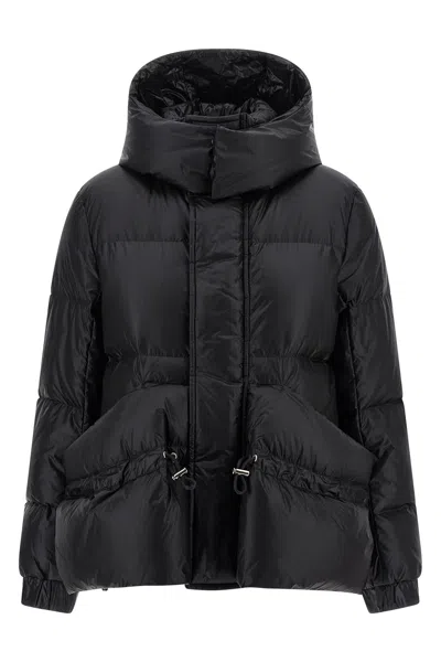 Sacai Black Nylon Down Jacket With Drawstring In Black
