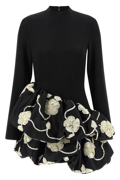Rotate Birger Christensen Rotate Birgerchristensen 3d Flower Bubble Dress In Black