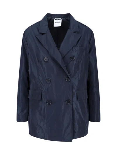 Aspesi Blazer In Denim Di Cotone - Denim In Blue