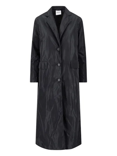 Aspesi Long Jacket With Buttoned Cuffs And Pockets In Black