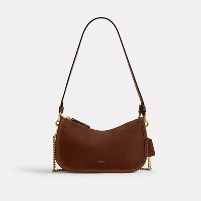 Coach Suede Waverly Bag In Brown