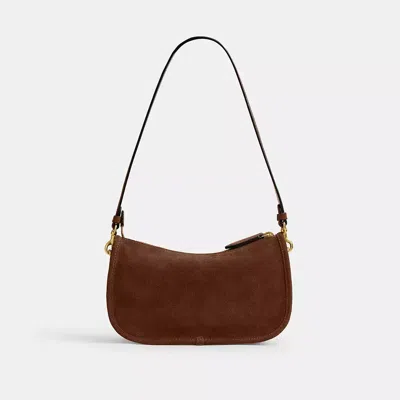 Coach Suede Waverly Bag In Brown