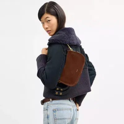 Coach Suede Waverly Bag In Brown