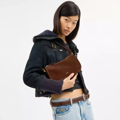 Coach Suede Waverly Bag In Brown