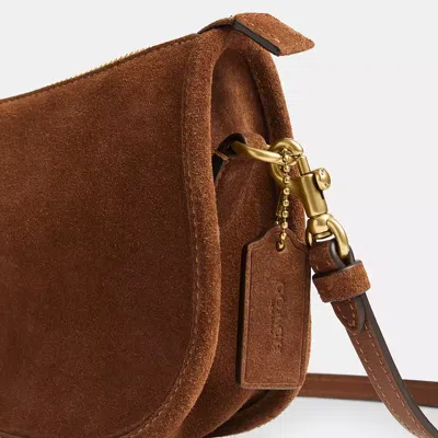 Coach Suede Waverly Bag In Brown