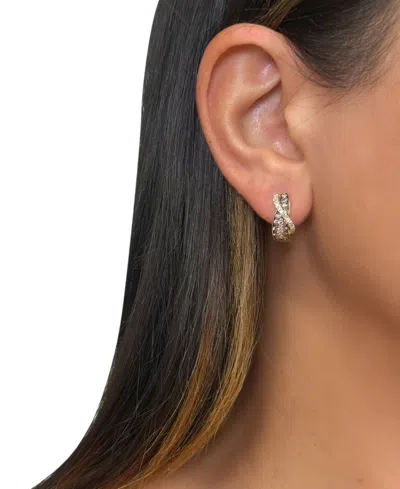 Le Vian Nude Diamond & Chocolate Diamond Checker Pattern Crossover Small Hoop Earrings (1-1/20 Ct. T.w.) In  In Gold