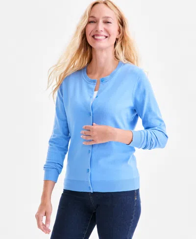 Style & Co Women's Button-down Long-sleeve Cardigan, Created For Macy's In Blue
