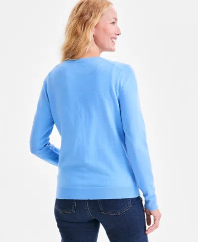 Style & Co Women's Button-down Long-sleeve Cardigan, Created For Macy's In Blue