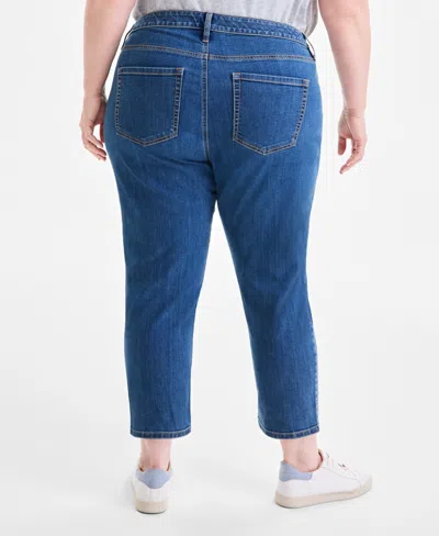 Style & Co Plus Size Mid Rise Slim Straight Ankle Jeans, Macy's Exclusive In Blue
