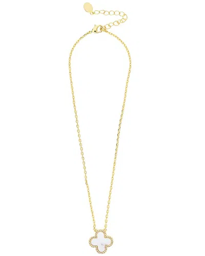 Rivka Friedman Cubic Zirconia Halo Clover Pendant Necklace In Gold