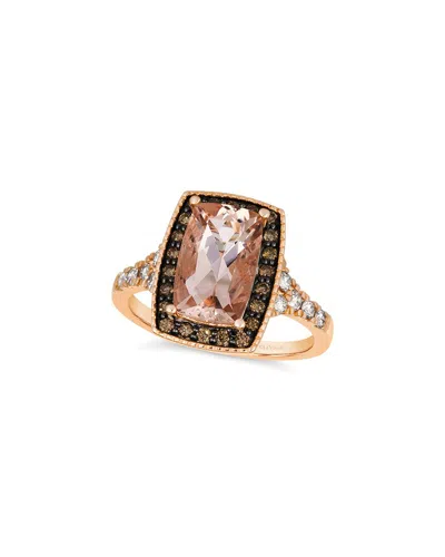 Le Vian Peach Morganite (2-1/3 Ct. T.w.) & Diamond (3/8 Ct. T.w.) Halo Statement Ring In 14k Rose Gold In Gold