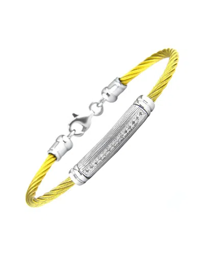 Diamond Select Cuts 0.06 Ct. Tw. Diamond Silver Bangle In Yellow