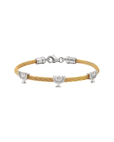 Gemstones 0.05 Ct. Tw. Diamond Silver Bangle In Gold