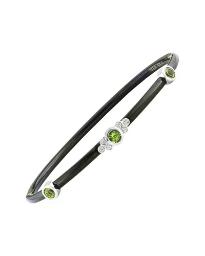 Gemstones 0.52 Ct. Tw. Diamond & Peridot Silver Bangle