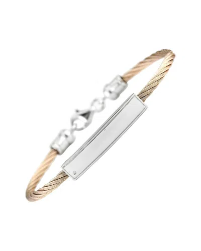 Gemstones 0.01 Ct. Tw. Diamond Silver Bangle In Gold