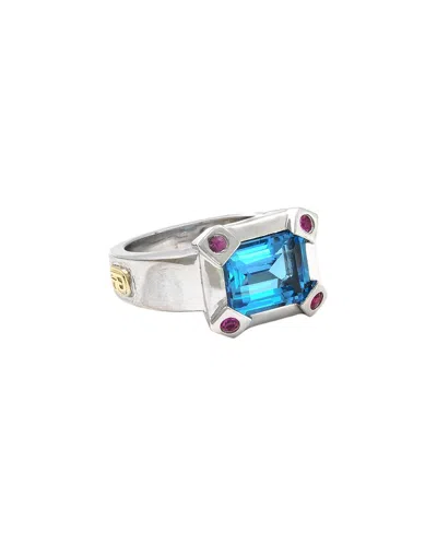 Gemstones 4.11 Ct. Tw. Blue Topaz Silver Ring In Metallic