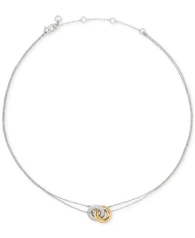 Kate Spade Gold-tone Interlock Pendant Necklace, 16" + 3" Extender In Silver