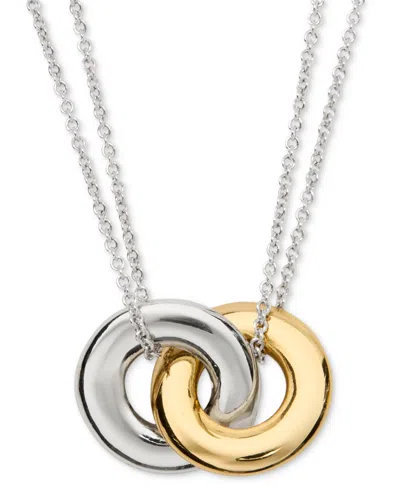 Kate Spade Gold-tone Interlock Pendant Necklace, 16" + 3" Extender In Silver