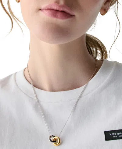 Kate Spade Gold-tone Interlock Pendant Necklace, 16" + 3" Extender In Silver