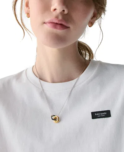Kate Spade Gold-tone Interlock Pendant Necklace, 16" + 3" Extender In Silver