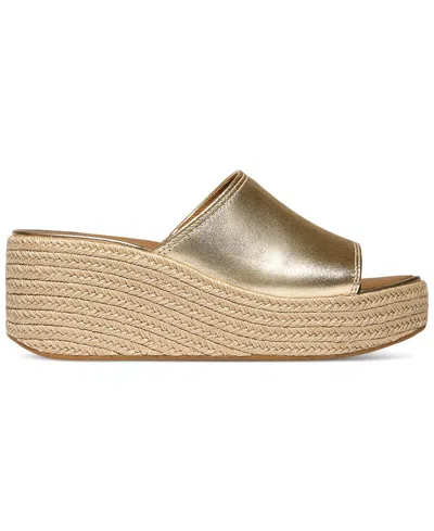 Fitflop Women's Platfforms Espadrille Leather Wedge Slides In Silver