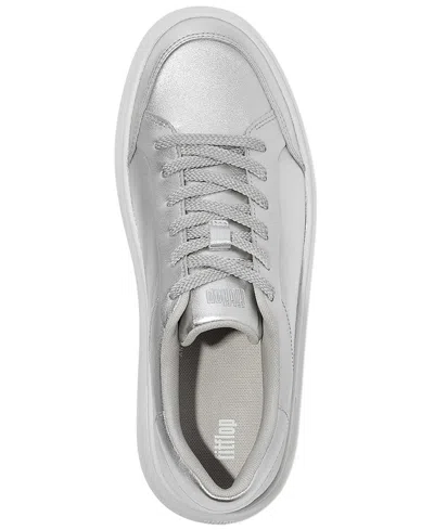Fitflop Women's Rally Crystal-trim Leather Sneakers In Silver