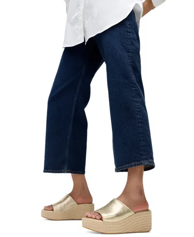 Fitflop Women's Platfforms Espadrille Leather Wedge Slides In Silver