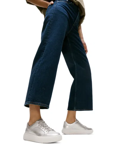 Fitflop Women's Rally Crystal-trim Leather Sneakers In Silver